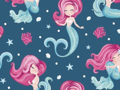 0,5m Jersey Mermaid by Megan Blue Meerjungfrau Nixe, navy pink