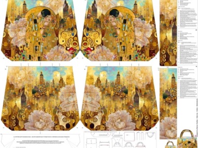 1 Panel Canvas für Tasche, Klimbt, Wendetasche, schwarz gold ocker