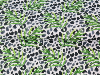 0,5m BW Animalprint Flecken, Palme, weiß schwarz grün - in weiteren Farben erhältlich