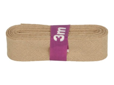 3m Baumwollschrägband uni 2cm breit hellbraun - weitere Farben erhältlich