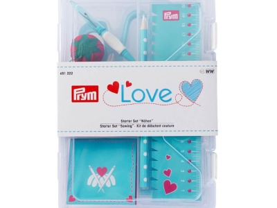 Prym Love Starter Box mit Schere Magnetnadelkissen Nahttrenner Handmaß Clips uvm türkis - auch in Pink erhältlich