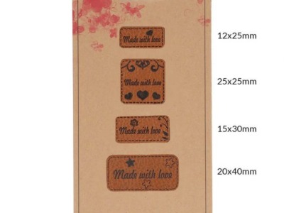 1 Pck Handmadel Label Kunstleder Made with Love braun Inhalt: 4 Stück - weitere Label erhältlich