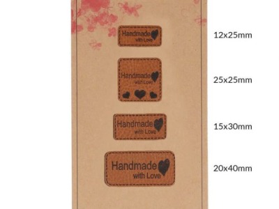 1 Pck Handmadel Label Kunstleder Handmade with Love braun Inhalt: 4 Stück - weitere Label erhältli
