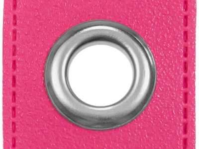 1 Paar Ösen Patches auf Kunstleder für Kordeln für 10mm Durchmesser pink silber - weitere Farben erhältlich