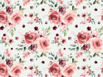05m Jersey Digitaldruck Romantic Roses Blüten aquarell ecru rosa