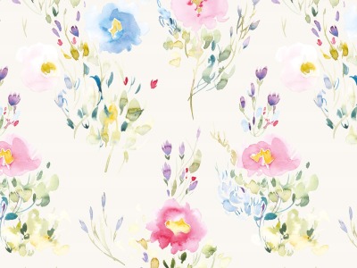 05m Jersey Digitaldruck Aquarell Blumen ecru bunt - weitere Farben erhältlich