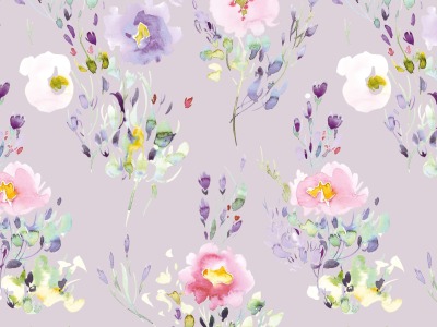 0,5m Jersey Digitaldruck Aquarell Blumen, soft lila flieder - weitere Farben erhältlich