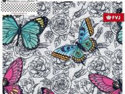 05m Jersey Butterfly Schmetterling von Fräulein von Julie hellgrau magenta türkis bunt - Auch in anderen Farben erhältlich