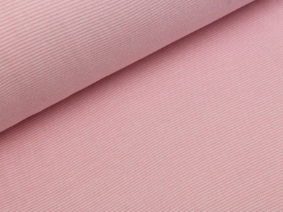 0,5m Ringelbündchen Bündchen glatt Streifen, rosa weiß - Auch in anderen Farben erhältlich.