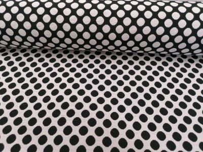 05m Dekostoff Jacquard Premium Doubleface Dots Punkte schwarz weiß