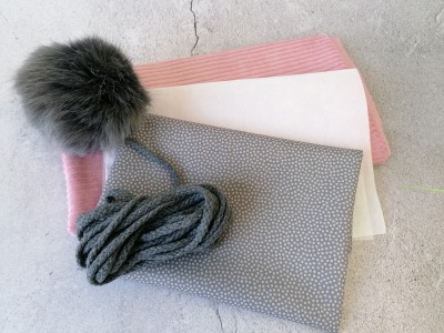 1 DIY Set Materialpaket für einen Hasenbüdel Rucksack mit Hasenohren rosa grau - Mein Hasenbüdel