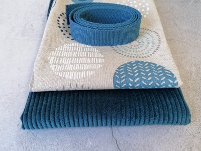 1 DIY Set Materialpaket für Tasche oder Kissen Alles Drin DIY Set Leinenlook blau