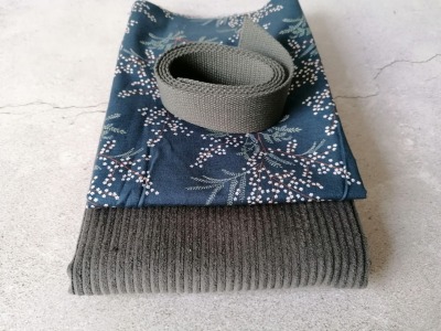 1 DIY Set Materialpaket für Tasche oder Kissen Breitcord & Gütermann Ring a Rose dunkelgrau blau -