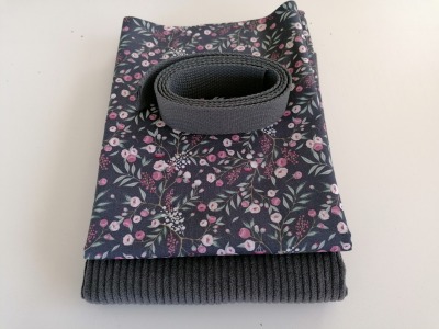 1 DIY Set Materialpaket für Tasche oder Kissen Breitcord &amp; Gütermann Ring a Rose grau - Breitcord