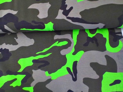 0,5m Jersey Camouflage, khaki taupe neongrün
