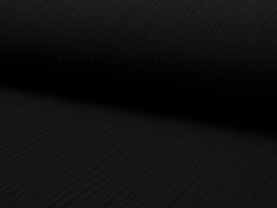 05m Musselin Double Gauze uni schwarz black - Auch in anderen Farben erhältlich