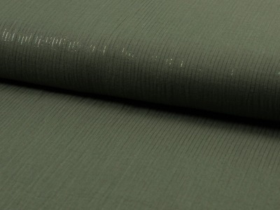 05m Musselin Baumwolle Double Gauze Lurex Streifen khaki grün - Auch in anderen Farben erhältlich