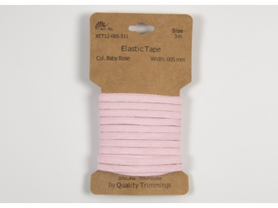 3m FLACHGUMMI Elastic Tape 5mm baby rosa rose - weitere Farben erhältlich