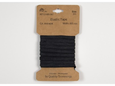 3m FLACHGUMMI Elastic Tape 5mm dunkelgrau anthrazit - weitere Farben erhältlich
