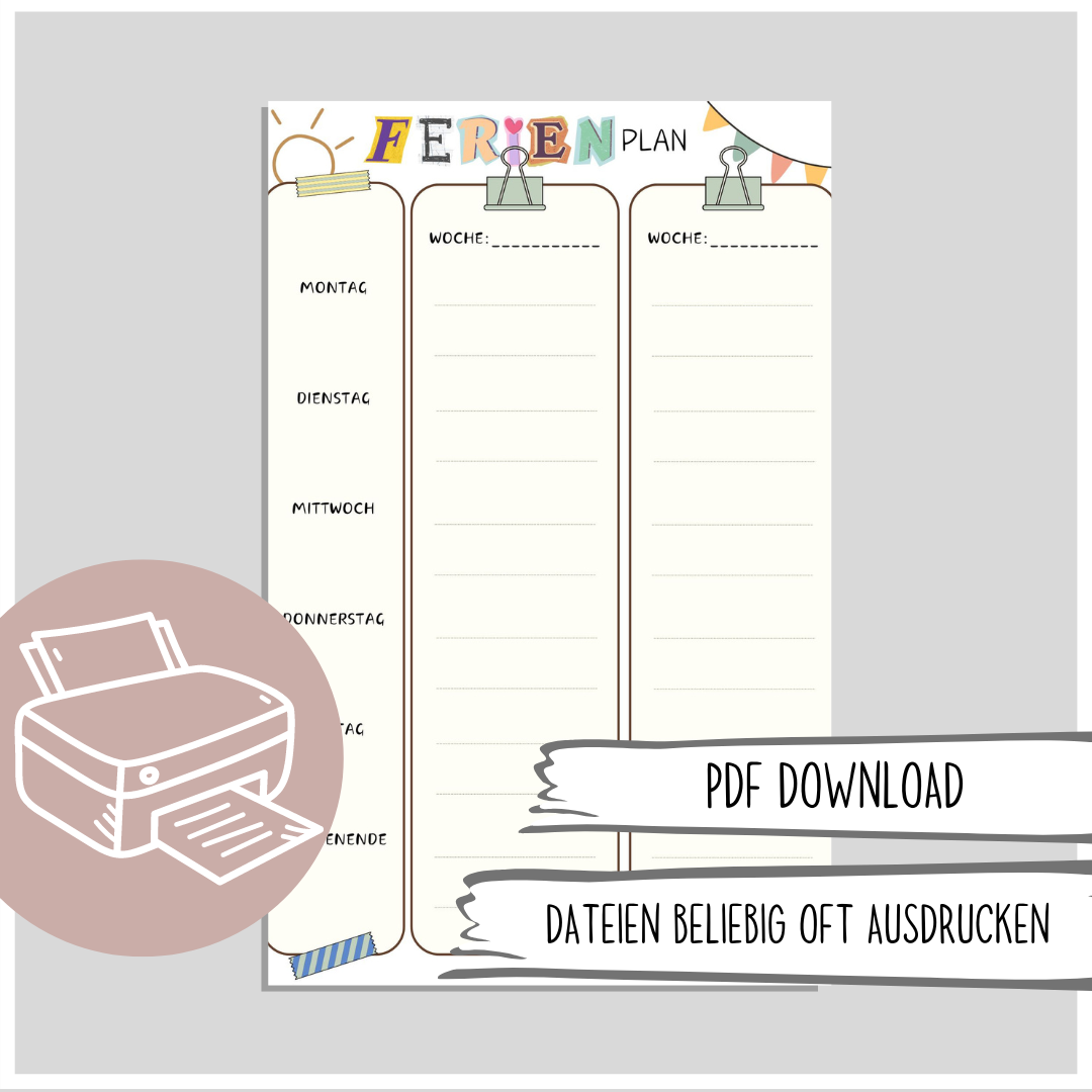 Ferienplan, Ferienplaner zum Ausdrucken