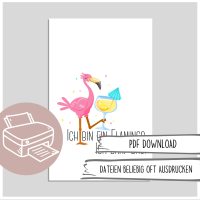 lustige Flamingo Postkarte zum Ausdrucken