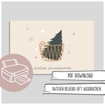 Schöne Weihnachten Karte zum Ausdrucken - Last-Minute Weihnachtsgeschenk