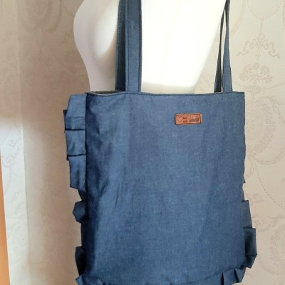 Stoffbeutel Shopper Rüschen Tasche