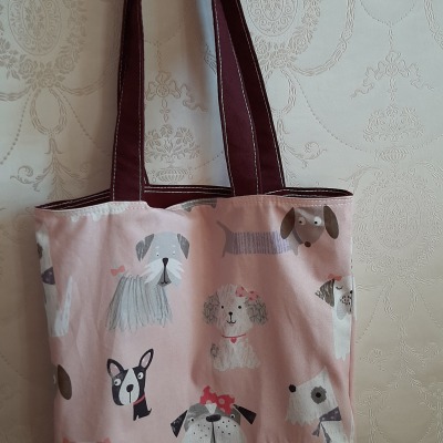 Shopper XL Hunde Wendebeutel Tasche für Damen/ Mädchen Stoffbeutel