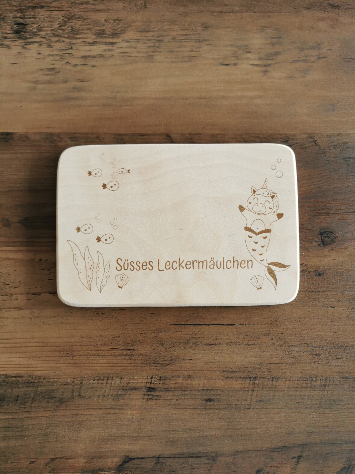 Frühstücksbrett Meerjungfrau personalisiert, Brettchen personalisiert, Baby Geschenk,