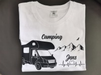 T-Shirt Wohnmobil Camper Damen und Herren personalisiert , Wunschtext , Camping Geschenkidee 3