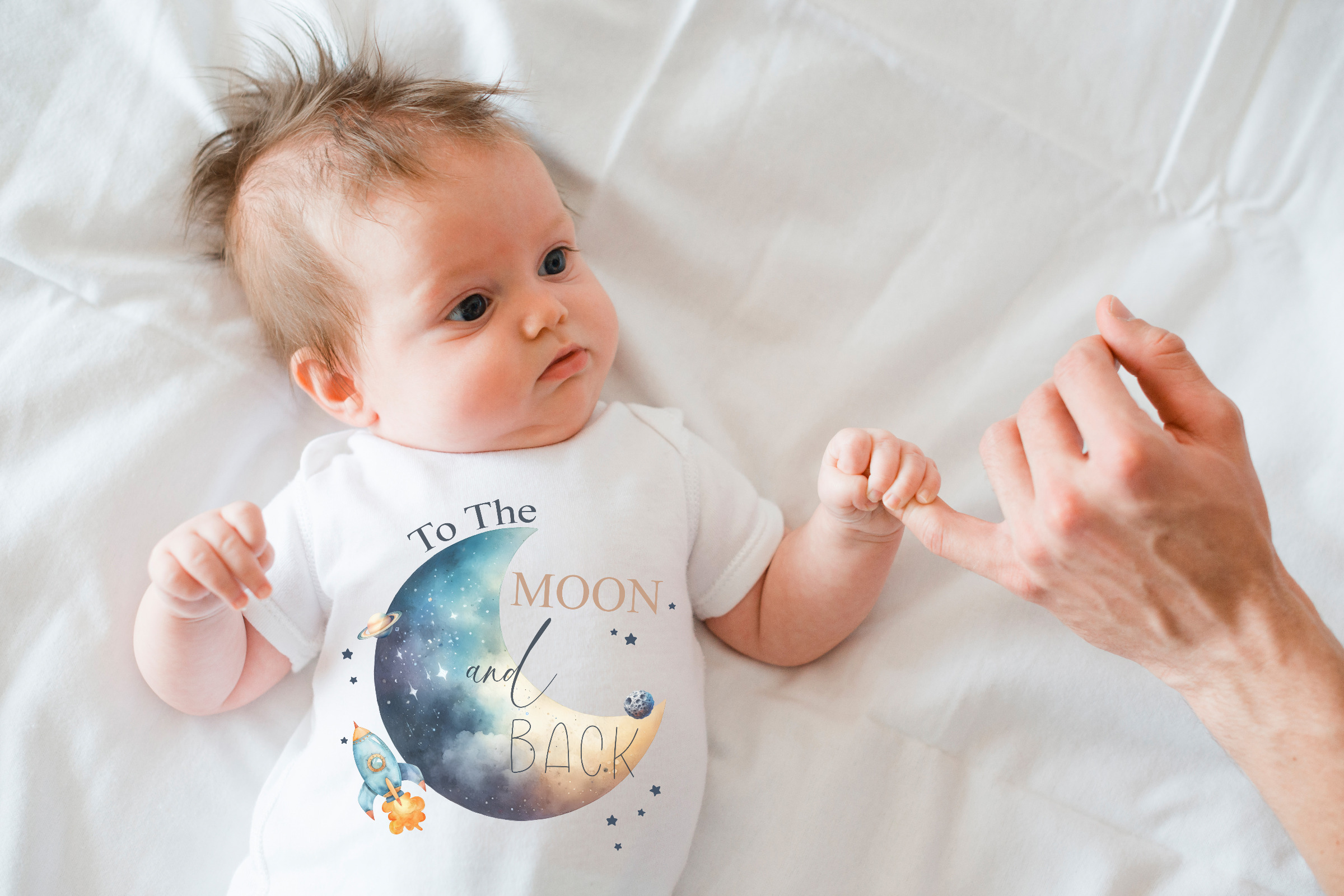 Babybody  "To the Moon and Back" – Mit Liebe bis zum Mond und zurück, Geschenk zur Geburt Taufe, Neugeborenenbody