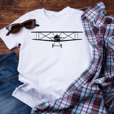 Vintage Airplane Flugzeug T-Shirt für Damen und Herren schwarz personlisierbar , Pilot Musthave