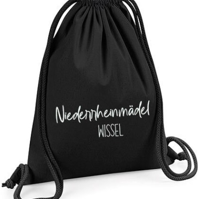 Rucksack Turnbeutel Sportrucksack schwarz Niederrheinmädel