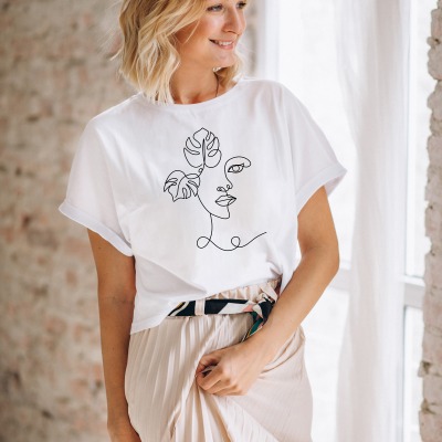 Florales Frauengesicht Shirt, Face Shirt, Hands Line Art, Floral Shirt, Line Art Shirt, Minimalist S