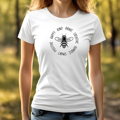 Statement Shirt, Be Kind, Minimalistisch für die Frau, Bienenabbildung