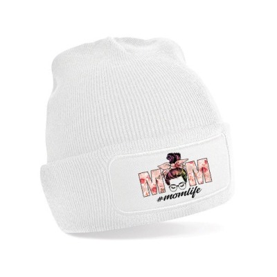 Patch Beanie Damen Mütze , Wintermütze, Mütze mit Spruch MOM, personalisiert,