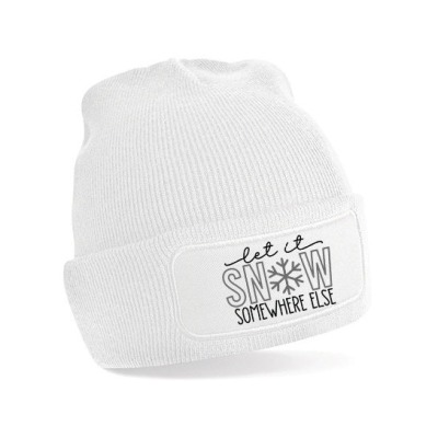 Patch Beanie Damen Mütze , Wintermütze, Mütze mit Spruch let it Snow personalsiert,