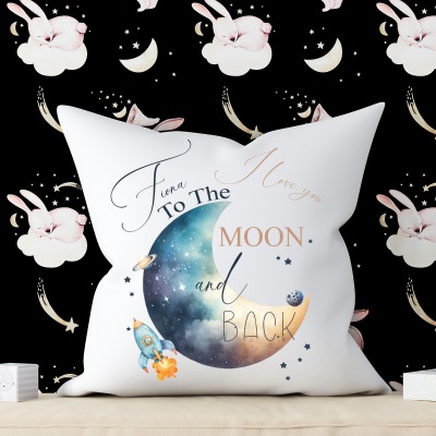 Geburtskissen I love you to the moon and back Namenskissen , Kissen zur Geburt, 40x40cm,