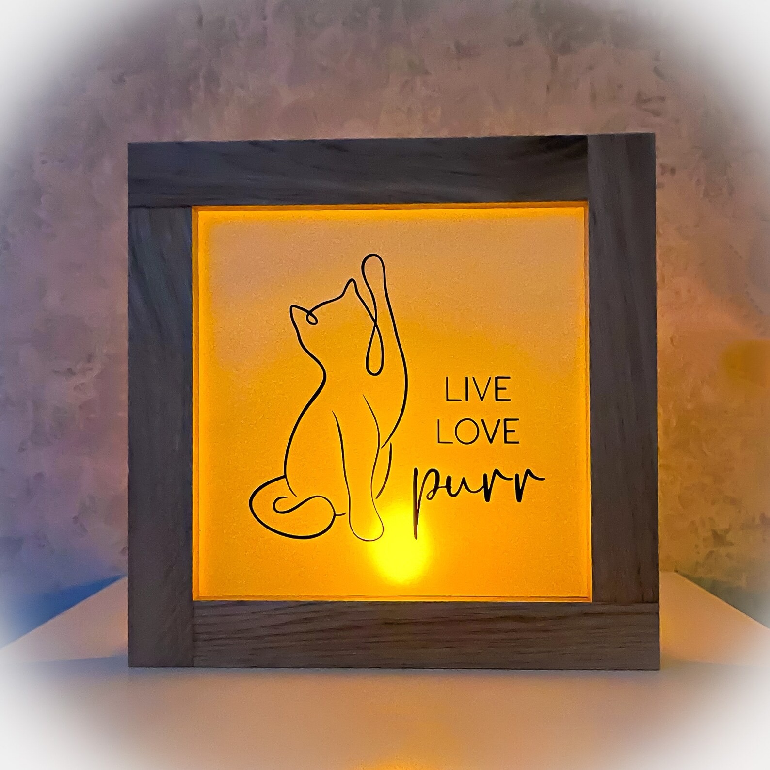 Leuchtrahmen Katze - Live Love Purr 3