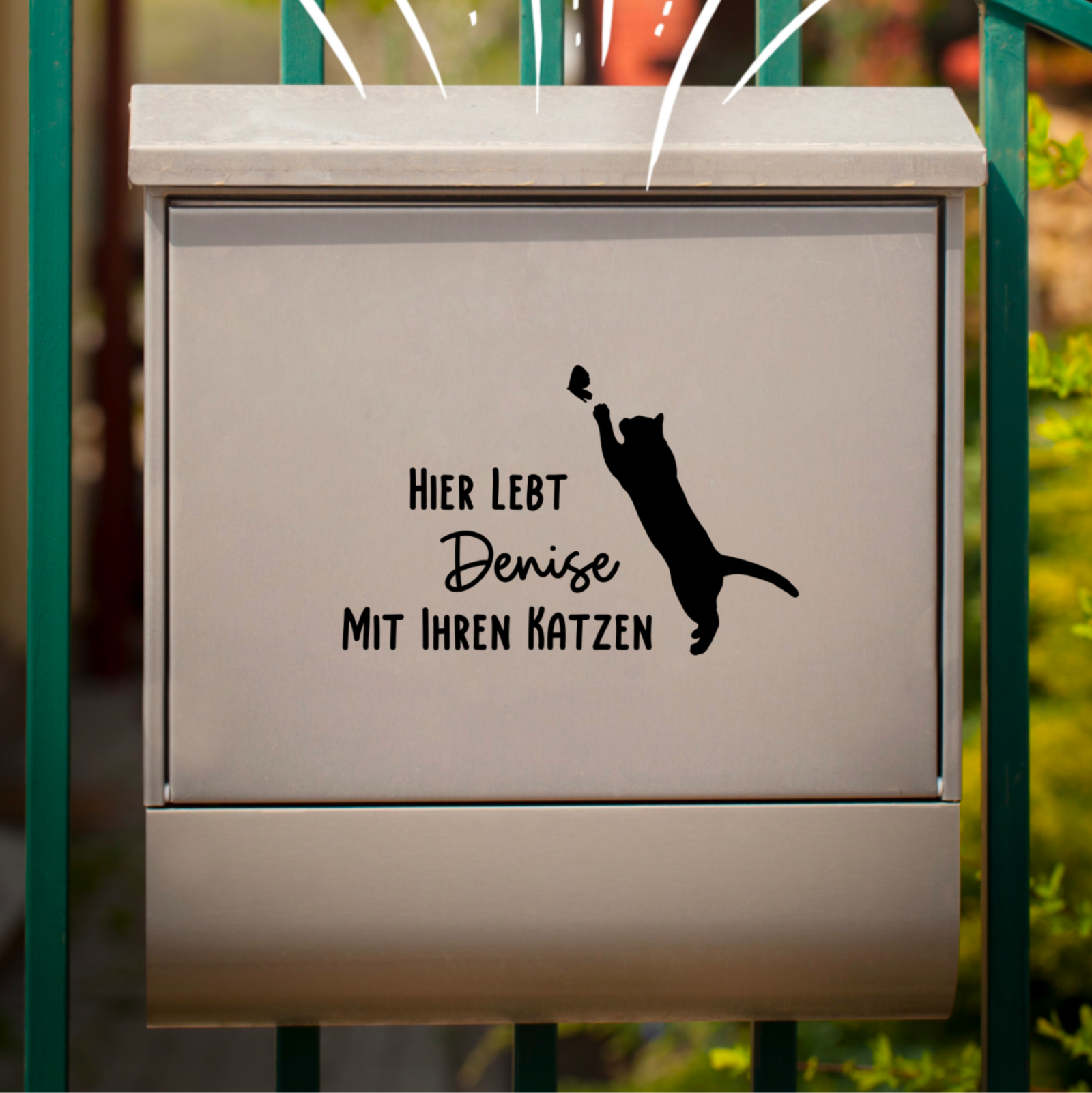 Briefkasten Aufkleber personalisiert | Vor- bzw. Nachnamen mit Katze 3