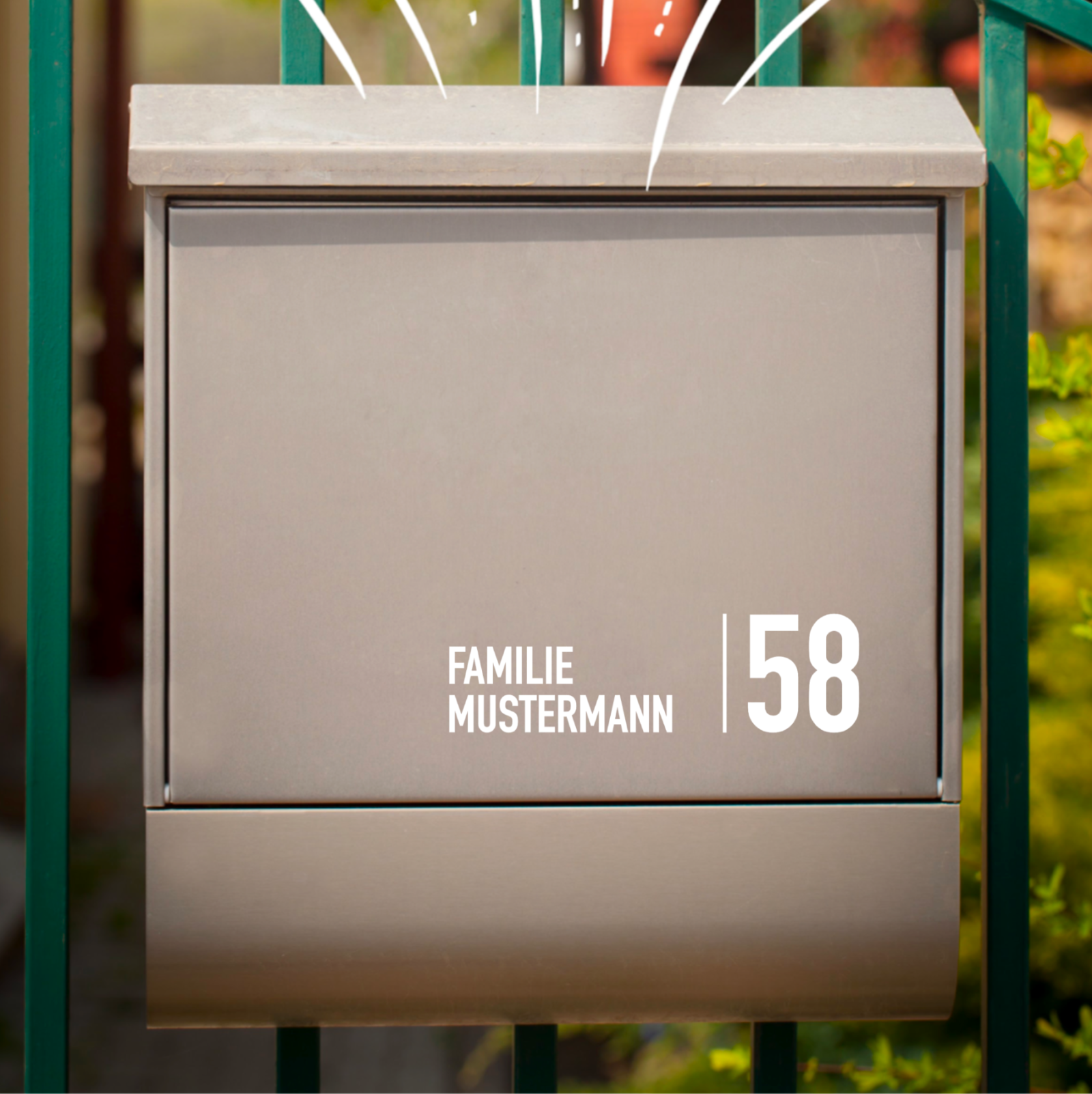 Briefkasten Aufkleber personalisiert | Familienname mit Hausnummer 4
