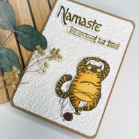 Grußkarte für Katzenliebhaber Namaste 2