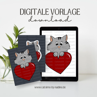 Digistamp Cat Heart - Download | Clipart PNG JPEG