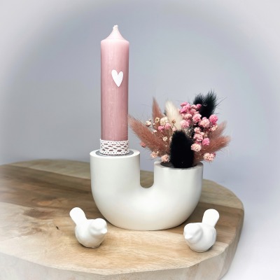 Kerzenhalter U-Form - Kerzenhalter aus Raysin | wahlweise mit Deko