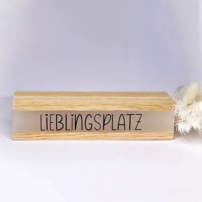 Lichtleiste Lichtbox Lieblingsplatz - Holz Dekoration aus Klötzchen &amp; Acryl