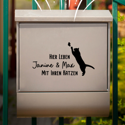 Briefkasten Aufkleber personalisiert | Briefkastenbeschriftung - Vinylaufkleber für Katzenfreunde,