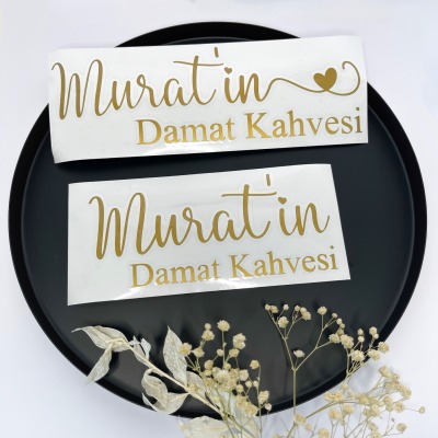 Vinylaufkleber Damat Kahvesi personalisiert - Vinylaufkleber für Verlobung, Hochzeit