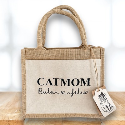 Jute-Shopper Catmom - Individuell mit Namenswunsch