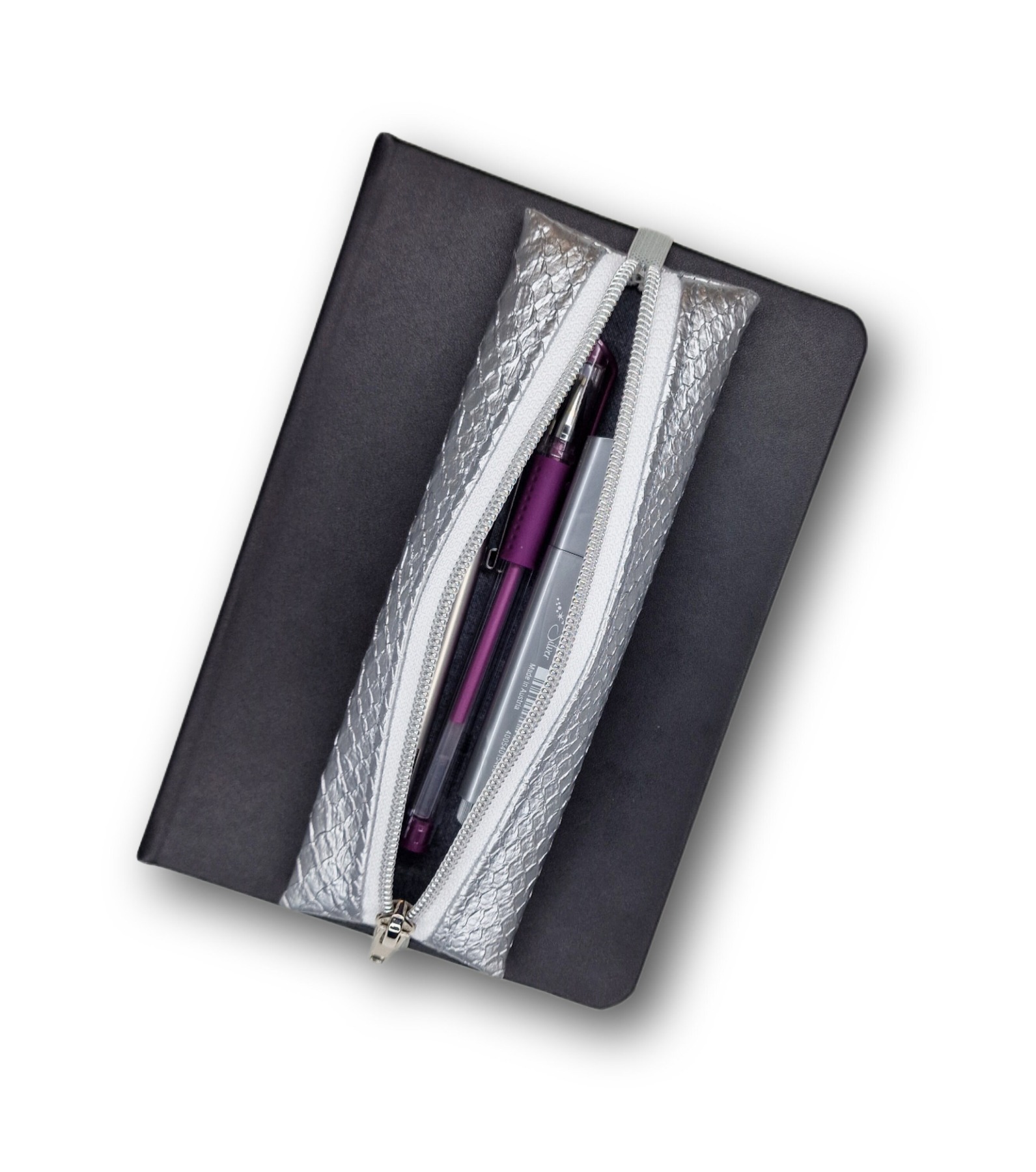 Stiftemäppchen Stifte Etui silber mit oder ohne Gummiband Federmäppchen für Stifte Bullet Journal