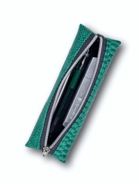 Stiftemäppchen Etui grün Krokoprägung mit oder ohne Gummiband Federmäppchen für Stifte Bullet